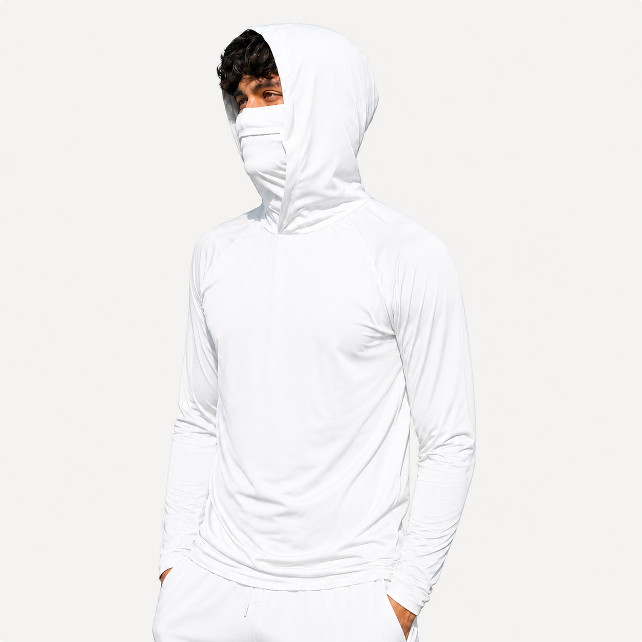 Men’s Lightweight Hooded Sun Shirt with Face & Neck Coverage