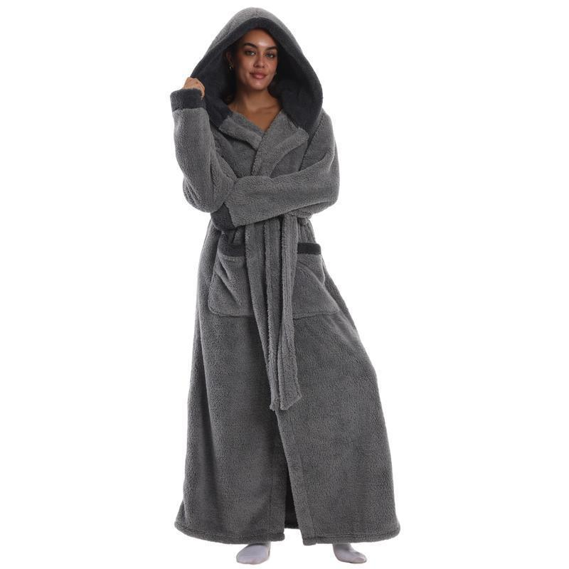 Bamafrontierman™ Hooded Long Leopard Print Bathrobe - Thickened Flannel Fabric