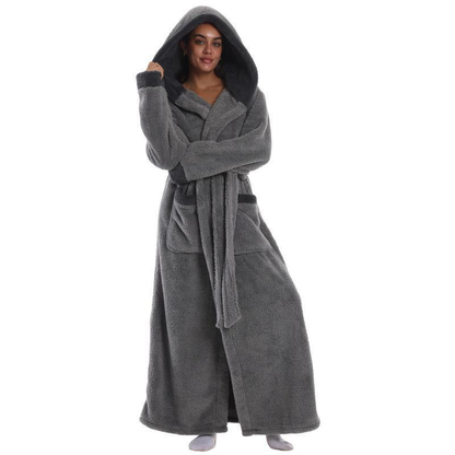 Bamafrontierman™ Hooded Long Leopard Print Bathrobe - Thickened Flannel Fabric
