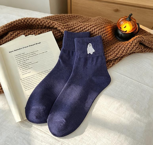Spooky & Cute Halloween Socks for Women – 5-Pair Cozy Crew Sock Set