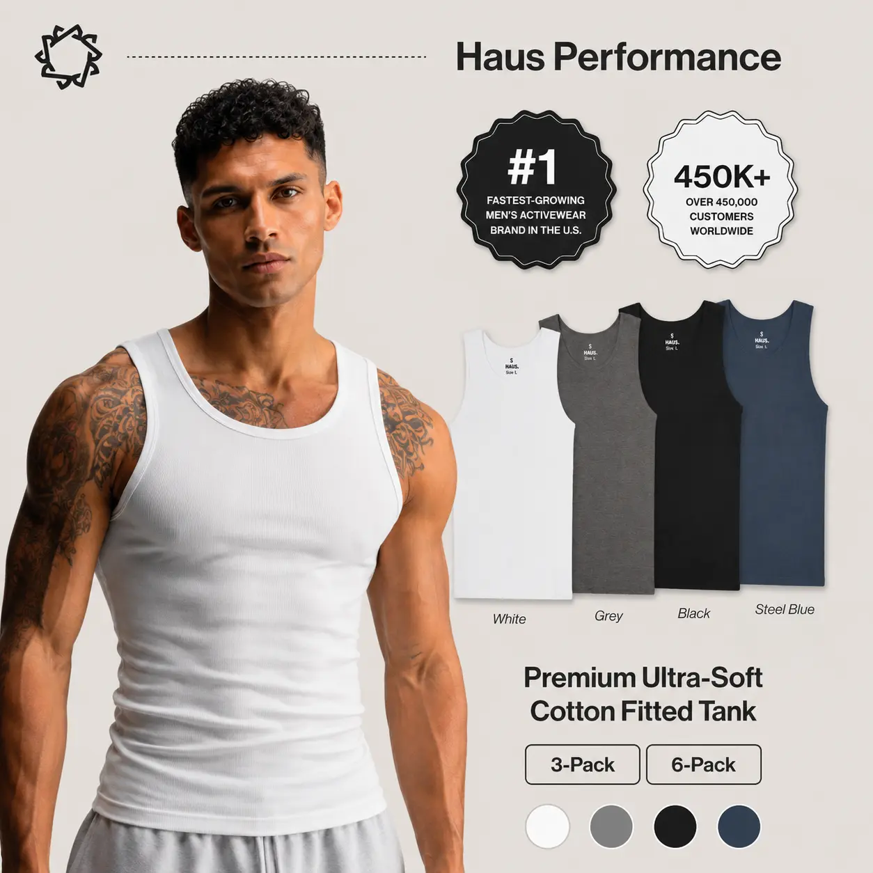 🥇 #1 Best-Selling🔥Premium Ultra-Soft Cotton Fitted Tanks 3 Pack