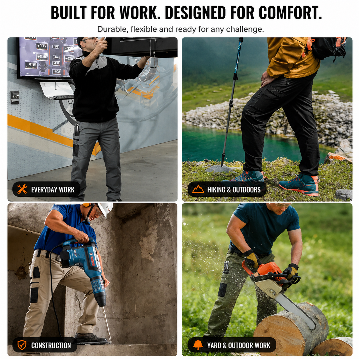 Men's Solid Color Tactical Work Pants