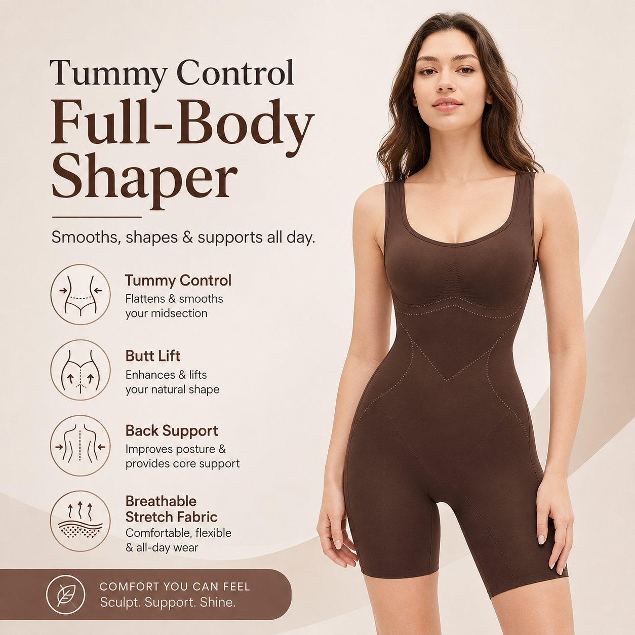 Butt Lift Shapewear Bodysuit | Tummy Control & Back Support
