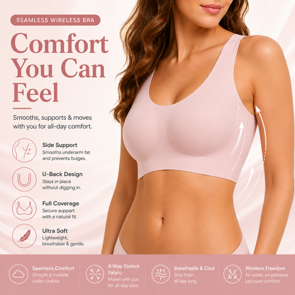 Seamless Wireless Full Coverage Bra – Soft, Breathable & Supportive