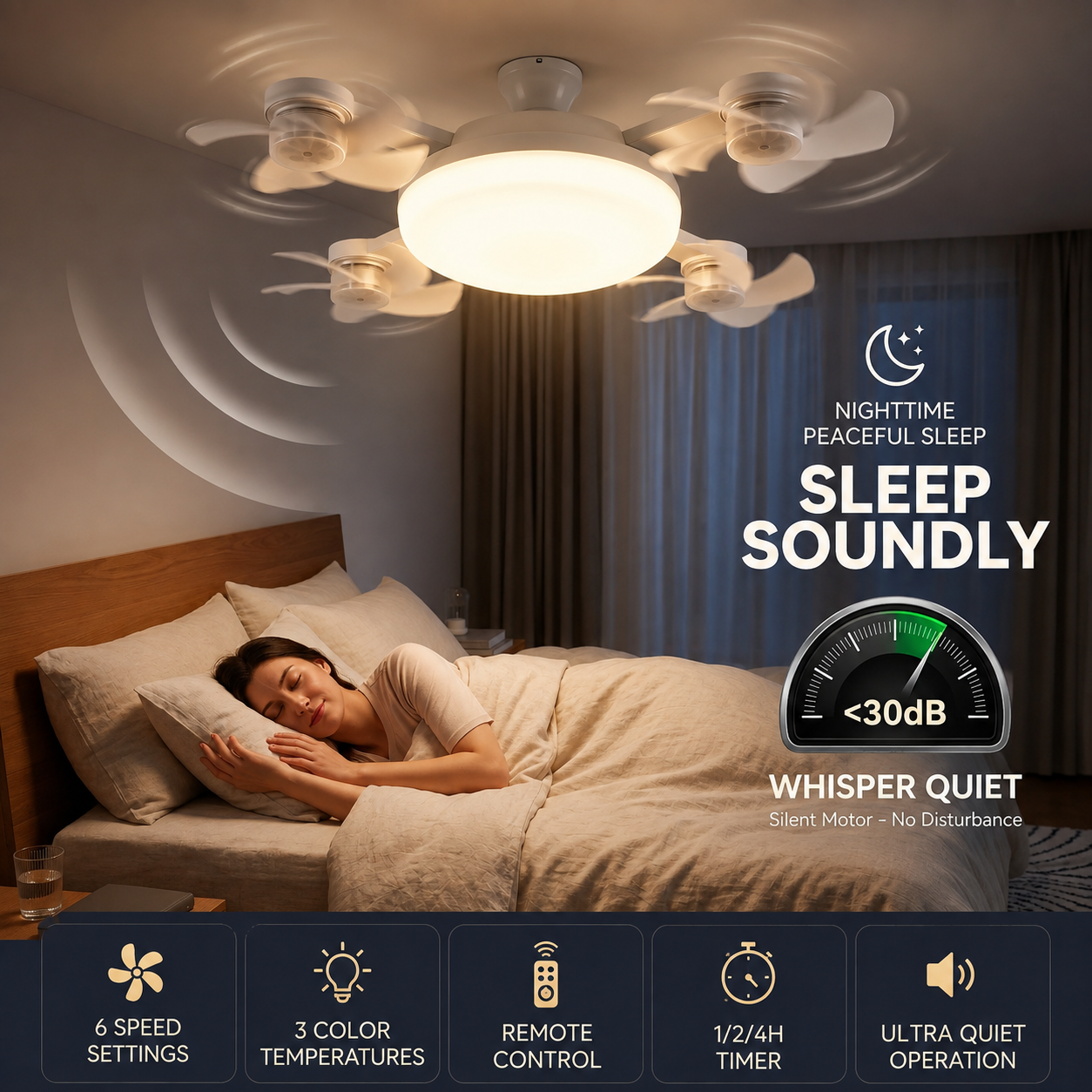 🌀2-in-1 E27 Screw-In Ceiling Fan Light