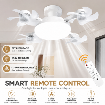 🌀2-in-1 E27 Screw-In Ceiling Fan Light