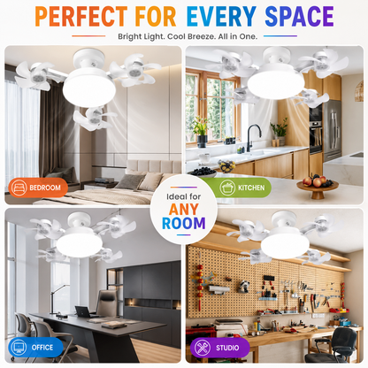 🌀2-in-1 E27 Screw-In Ceiling Fan Light