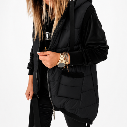 Women's Hooded Outwear Vest Lightweight Zipper Up Padded Gilet With Pockets Basic Fitted