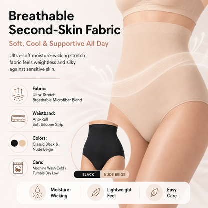 High-Waisted Seamless Shapewear Panty – Tummy Control, Anti-Slip & Breathable Stretch Fit