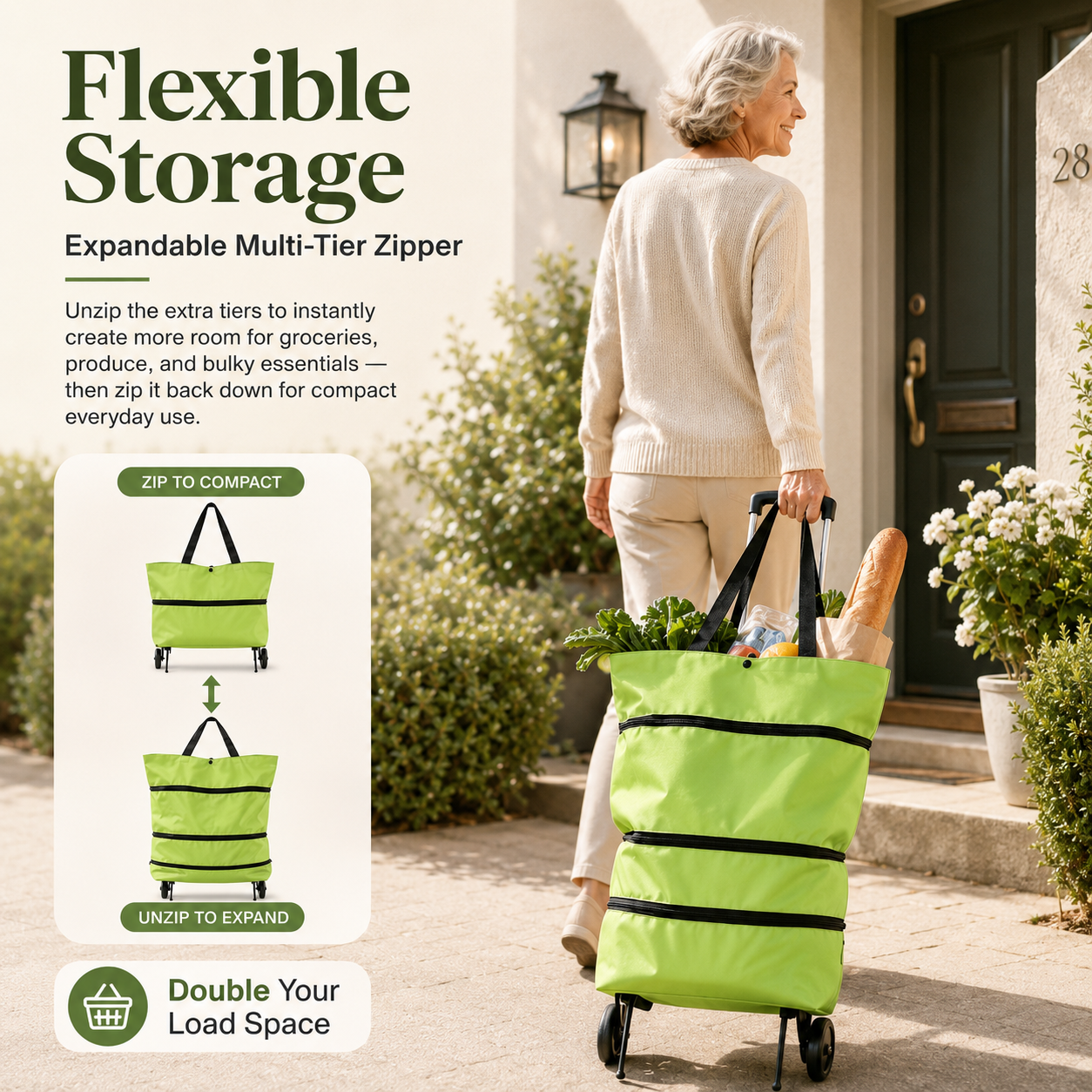 Foldable Wheeled Shopping Tote – Lightweight, Reusable & Spacious Grocery Bag