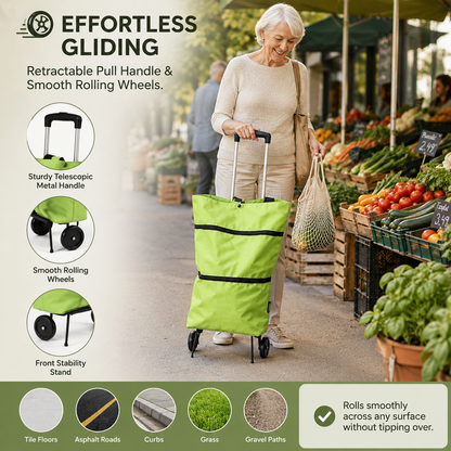 Foldable Wheeled Shopping Tote – Lightweight, Reusable & Spacious Grocery Bag