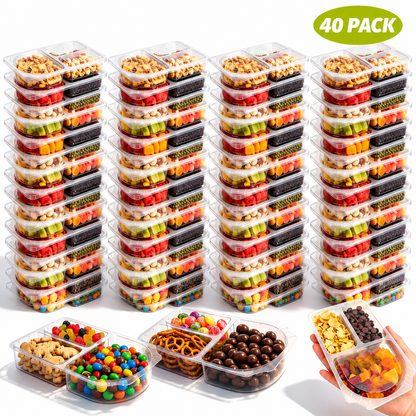 2-Compartment Reusable Snack Containers with Lids – Stackable Meal Prep Set