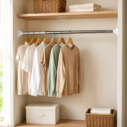 Drill-Free Adjustable Tension Rod | Multi-Size Clothes Drying & Closet Bar