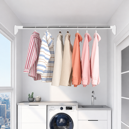 Drill-Free Adjustable Tension Rod | Multi-Size Clothes Drying & Closet Bar