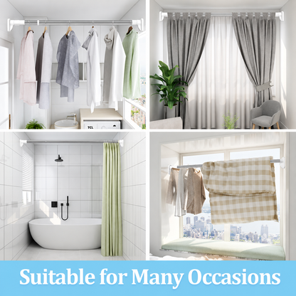 Drill-Free Adjustable Tension Rod | Multi-Size Clothes Drying & Closet Bar