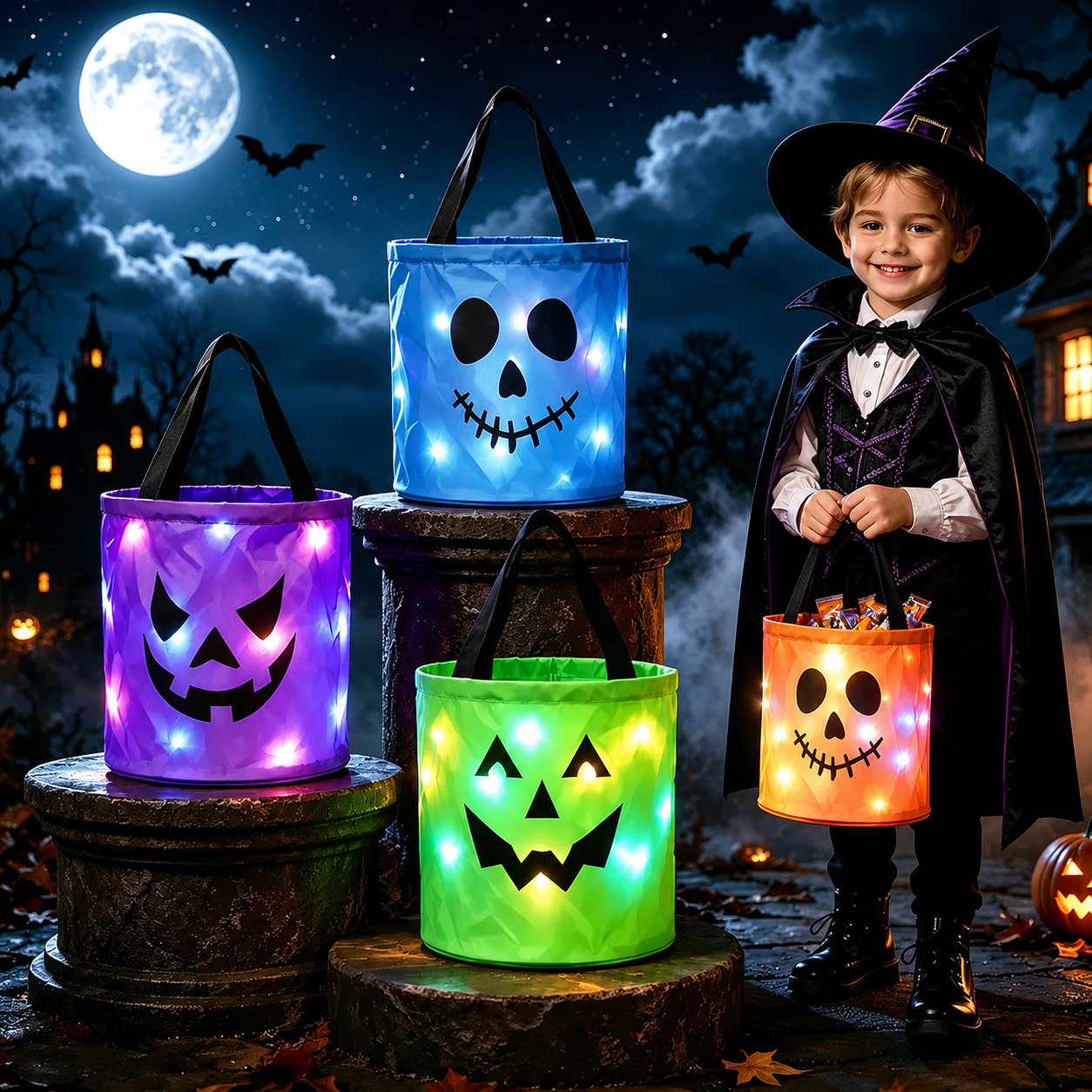 Light-Up Halloween Trick-or-Treat Bags