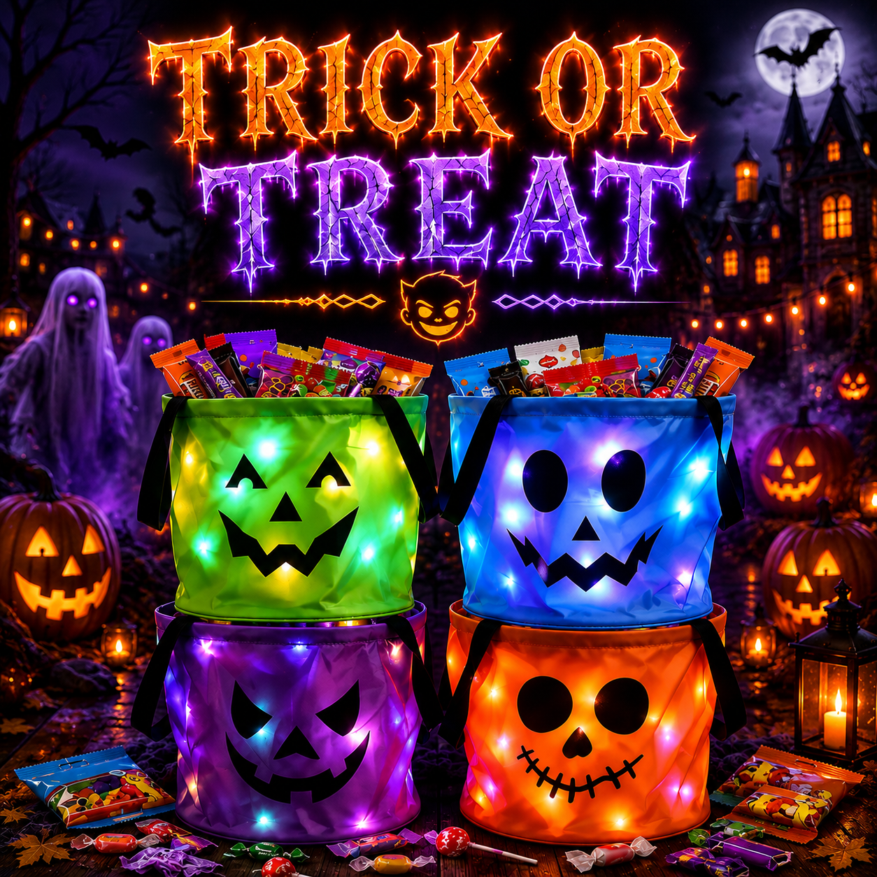 Light-Up Halloween Trick-or-Treat Bags