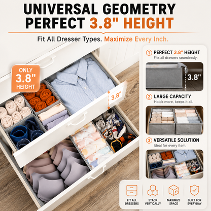 👕15-Piece Drawers Clothes Organizer - Reinforced Thick Fabric Foldable Storage Box