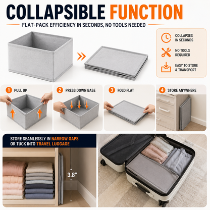 👕15-Piece Drawers Clothes Organizer - Reinforced Thick Fabric Foldable Storage Box