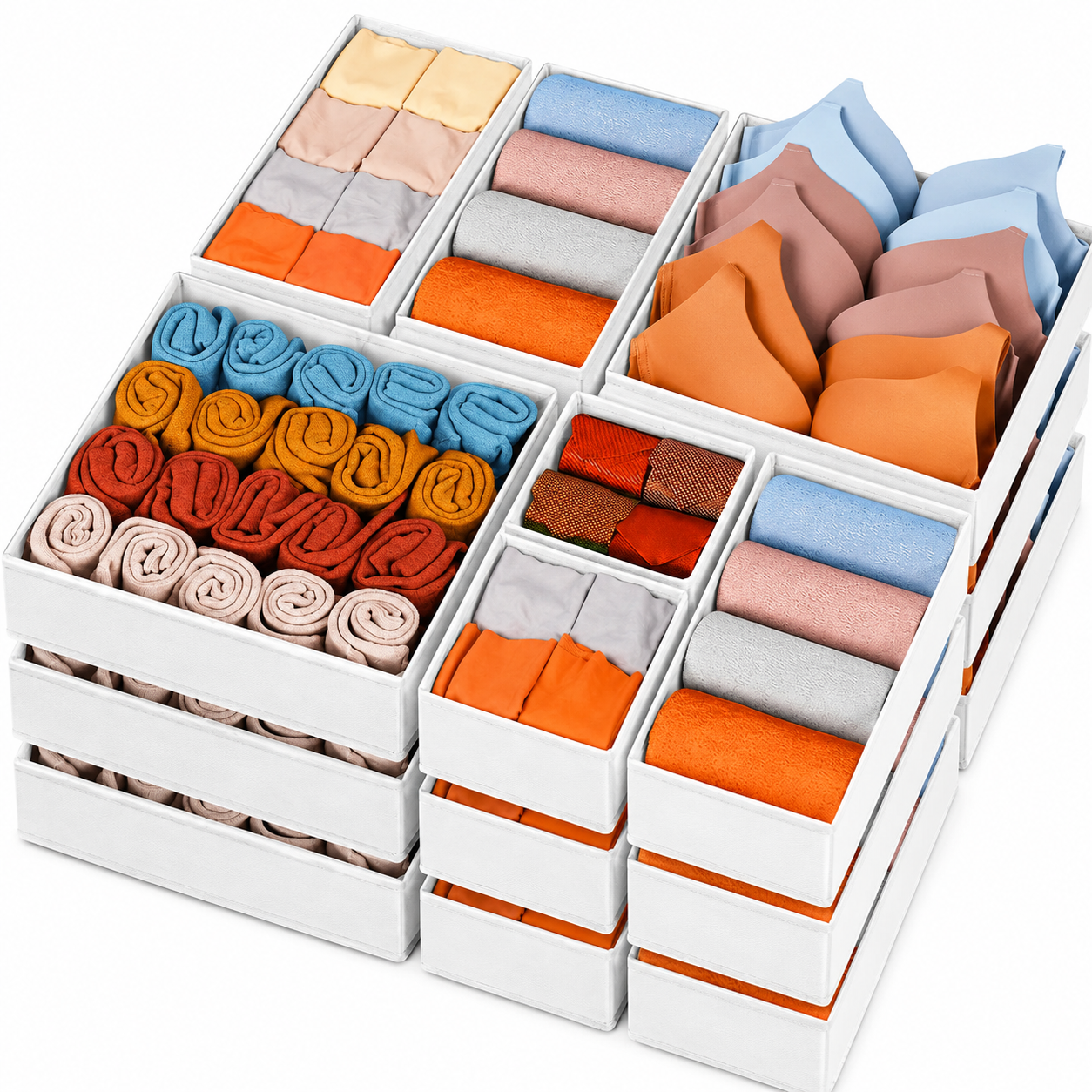 👕15-Piece Drawers Clothes Organizer - Reinforced Thick Fabric Foldable Storage Box