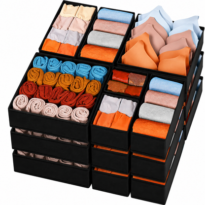 👕15-Piece Drawers Clothes Organizer - Reinforced Thick Fabric Foldable Storage Box