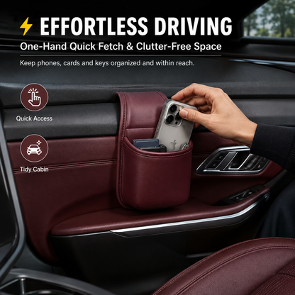 ✨ Premium Leather Car Door Storage Pocket — Dual-Layer Scratch-Proof Organizer for Phones & Keys 🚗💨