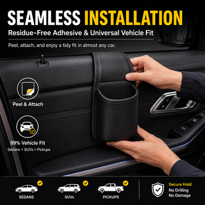 ✨ Premium Leather Car Door Storage Pocket — Dual-Layer Scratch-Proof Organizer for Phones & Keys 🚗💨