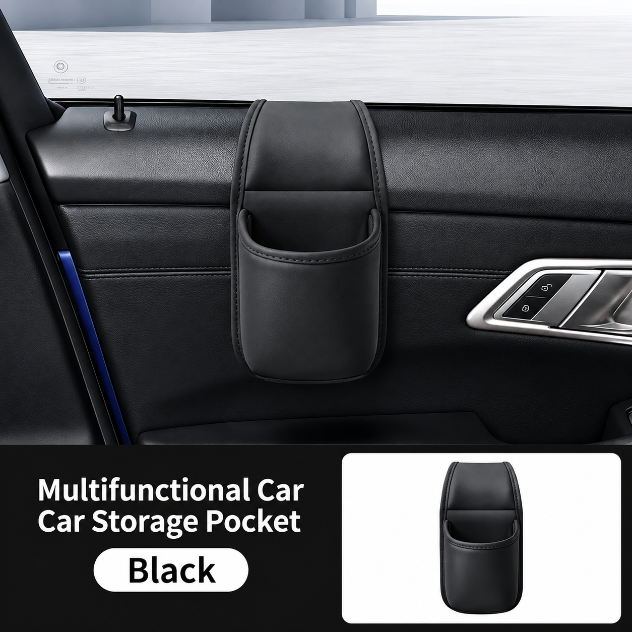 ✨ Premium Leather Car Door Storage Pocket — Dual-Layer Scratch-Proof Organizer for Phones & Keys 🚗💨