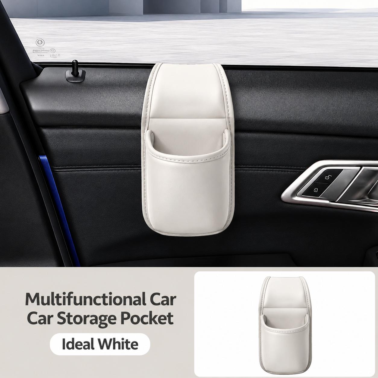 ✨ Premium Leather Car Door Storage Pocket — Dual-Layer Scratch-Proof Organizer for Phones & Keys 🚗💨
