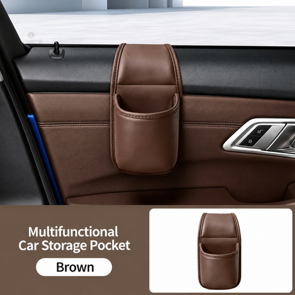 ✨ Premium Leather Car Door Storage Pocket — Dual-Layer Scratch-Proof Organizer for Phones & Keys 🚗💨