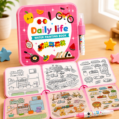 ✨ Reusable Water Coloring Book for Kids — Mess-Free & Reusable Water Painting Book with Free Refillable Pen 🎨💧
