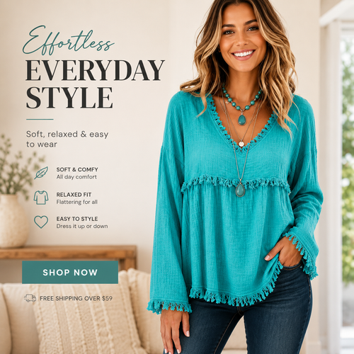 Bohemian Charm Fringe V-Neck Pullover — Effortless Elegance