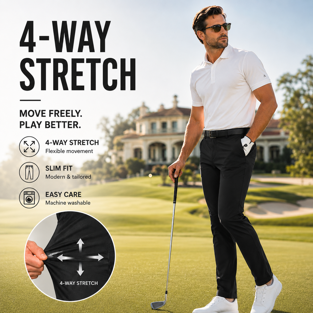 Men's Lightweight Stretch Golf & Dress Pants — All-Day Performance & Versatile Comfort