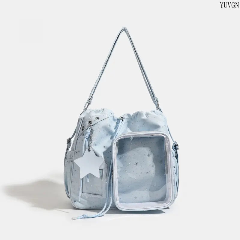 Star Print Multi-Compartment Shoulder Bag