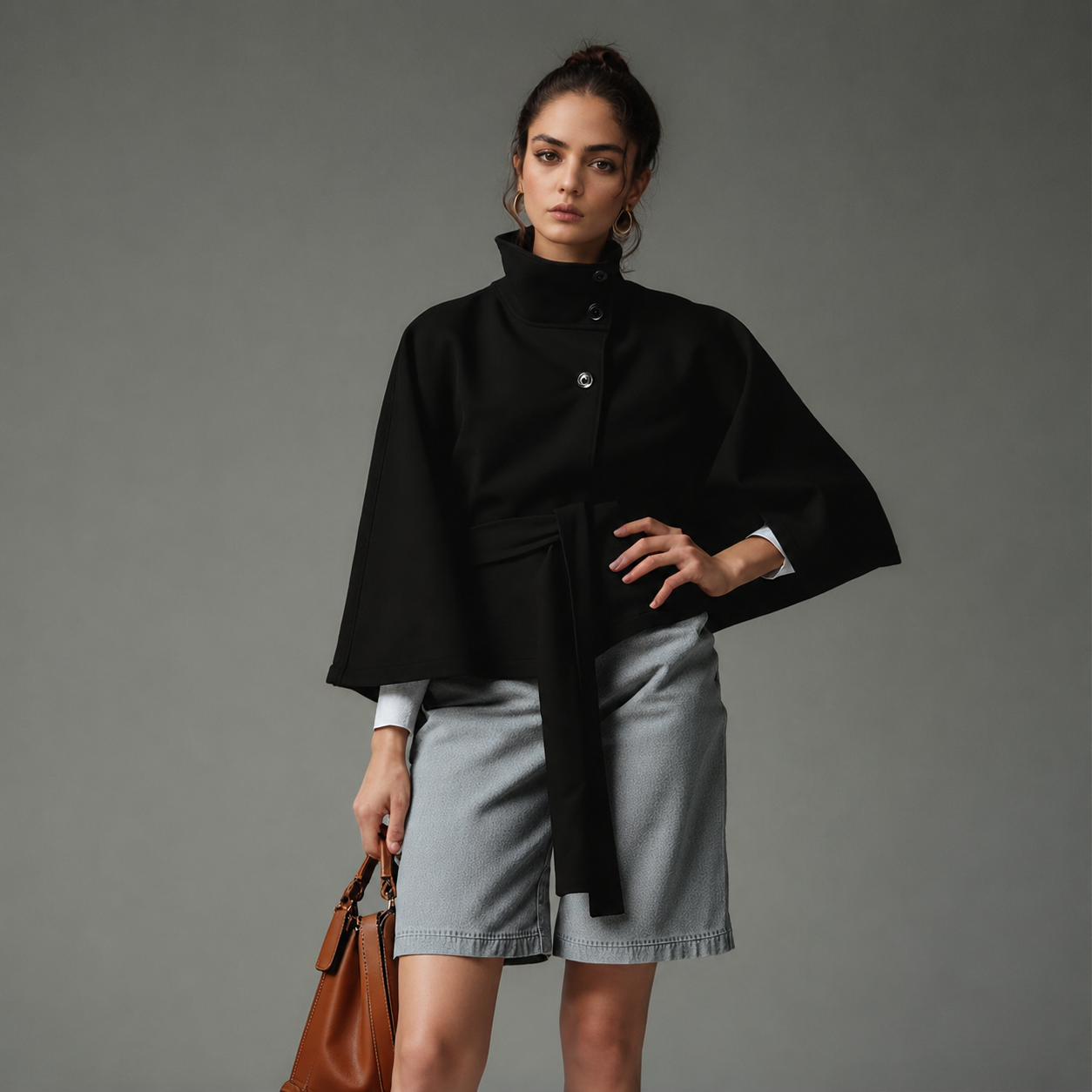 Women's Belted Wool-Blend Cape Coat