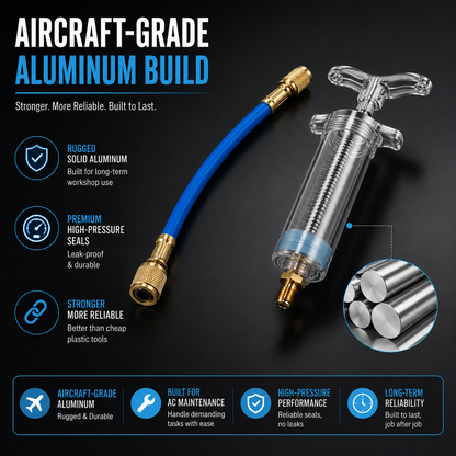 3-in-1 AC Oil & Dye Injector Kit – Heavy-Duty R134a Quick-Connect Tool