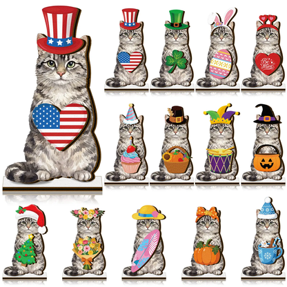 Cute animal wooden signs with multiple magnetic holiday accessories