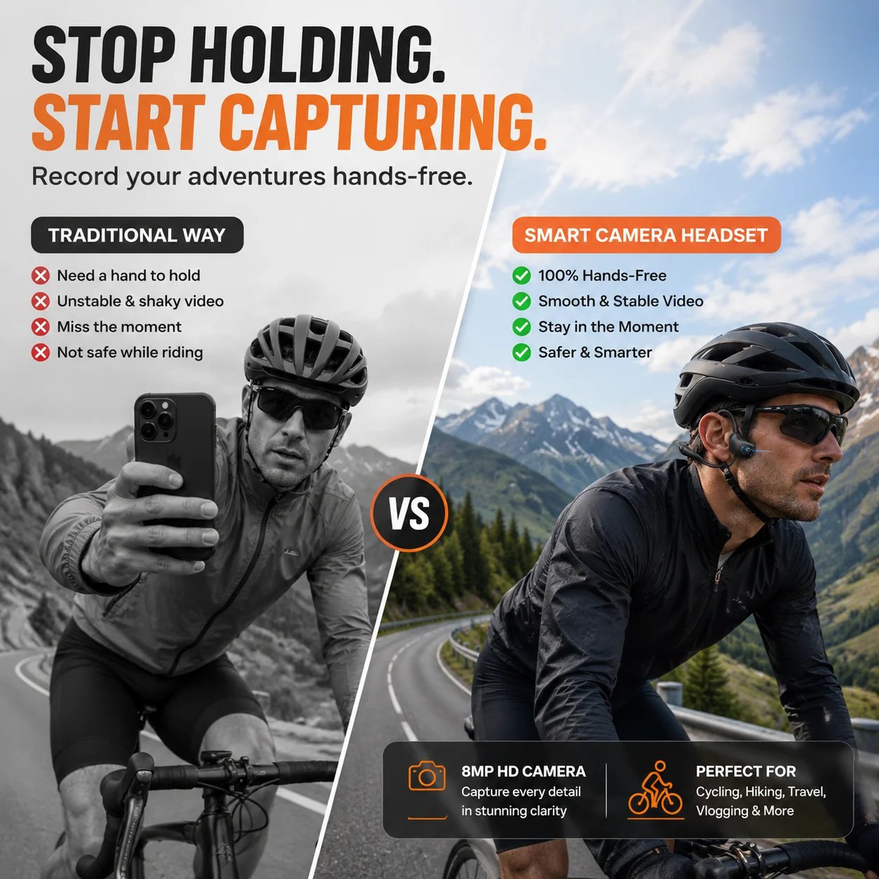 LAST DAY 49% OFF – 🎧 8MP Smart Camera Open-Ear Headset – POV Video, Calls & AI Assistance 🎥