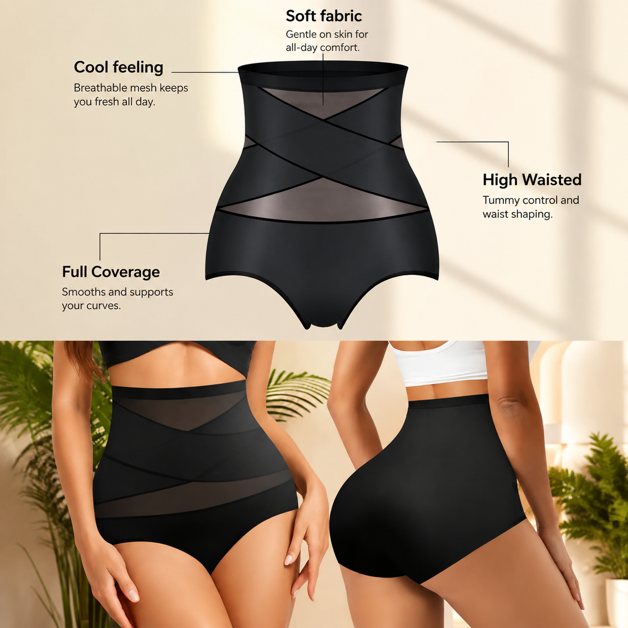 6-Pack X-Cross High-Waist Tummy Control Panties