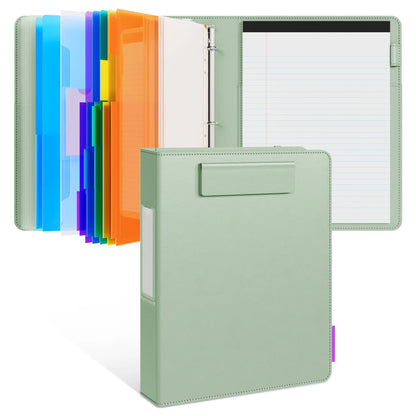 PU Leather 3-Ring Binder Clipboard with Storage & Magnetic Clip (12.4"x10.2")