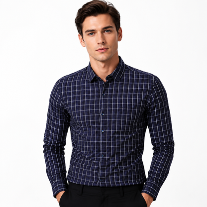 Men's Classic Plaid Slim Fit Button Down Shirt