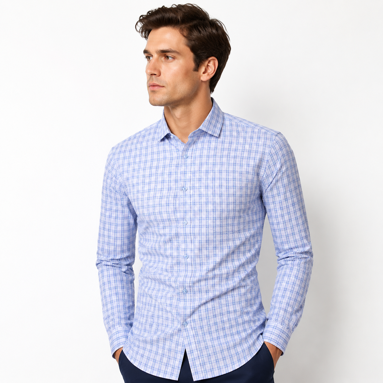 Men's Classic Plaid Slim Fit Button Down Shirt