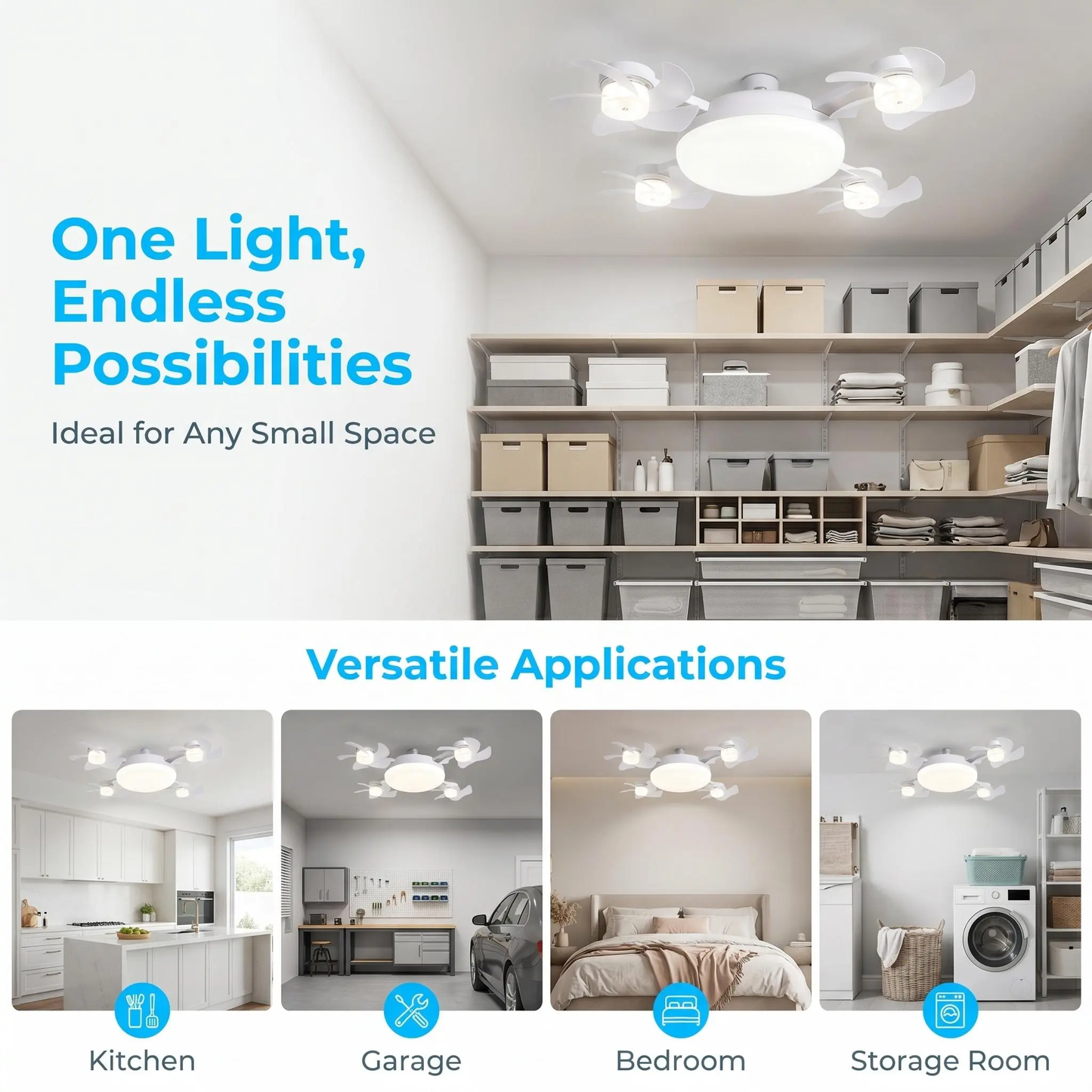 2-in-1 Socket Ceiling Fan with Dimmable LED Light & Remote