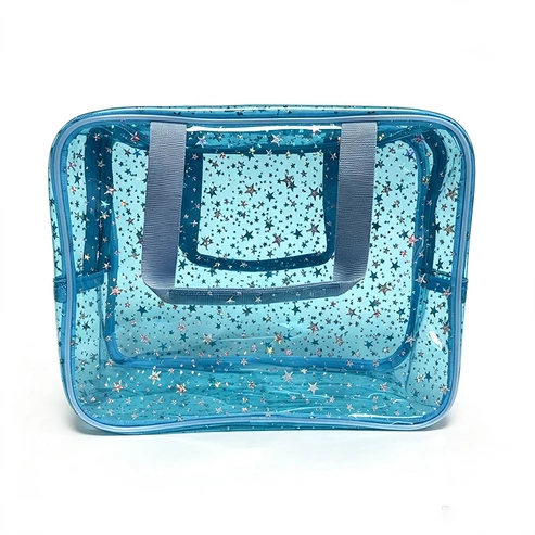 👜Holographic Star Toiletry Bag – Large Capacity Cosmetic Organizer👜
