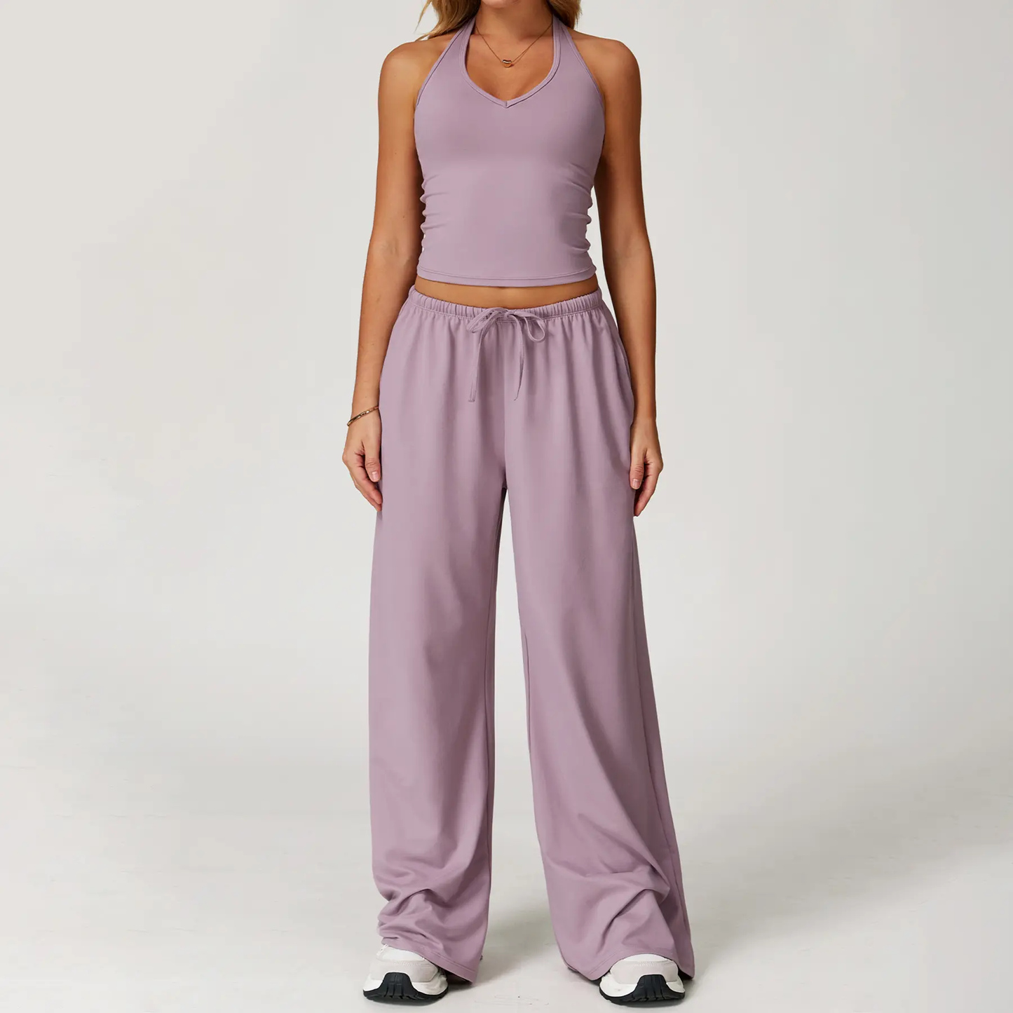 🏃‍♀️Sportswear Set – Adjustable V-neck tank top and wide-leg pants🏃‍♀️
