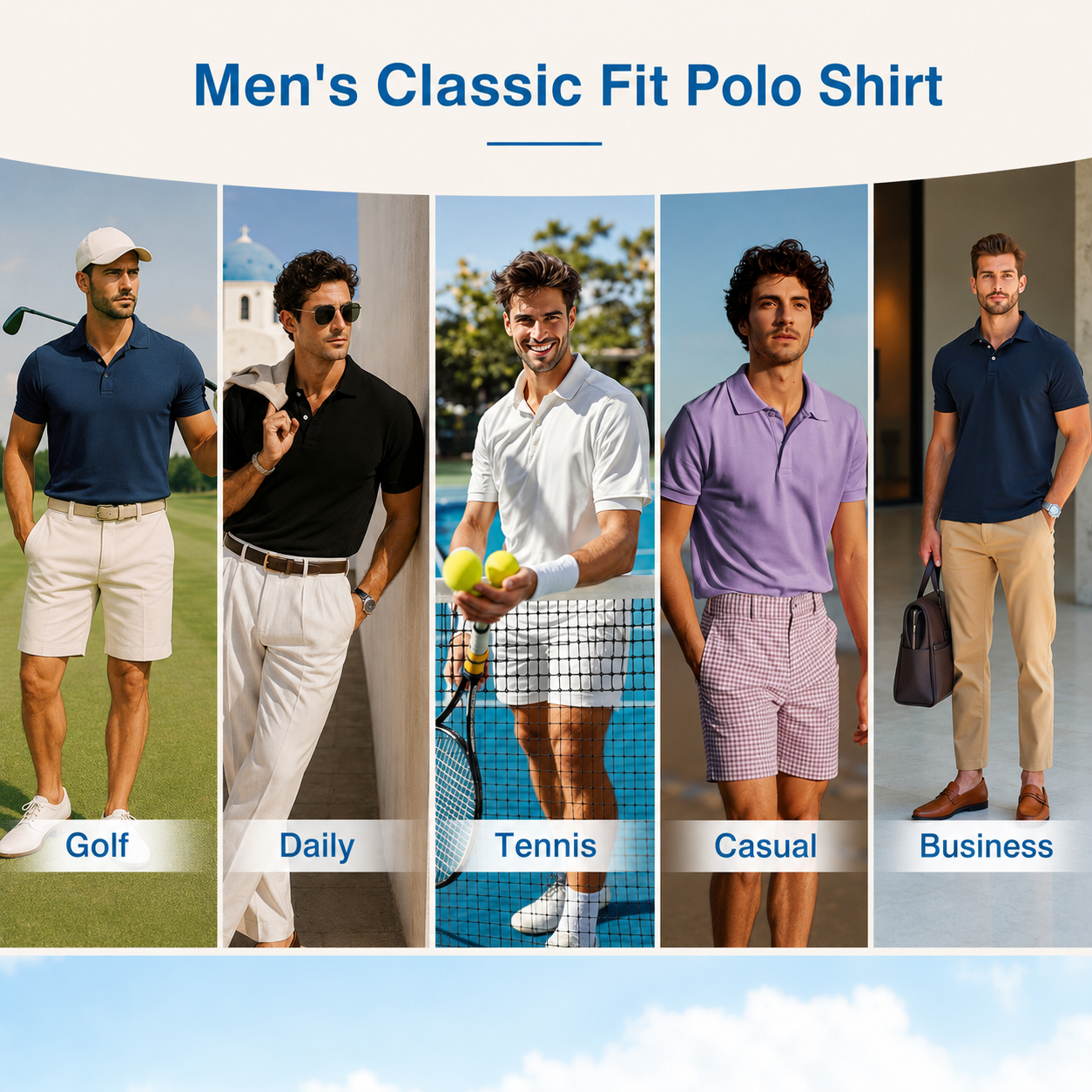 Men's Classic Cotton Polo Shirt – Casual Golf and Everyday Wear