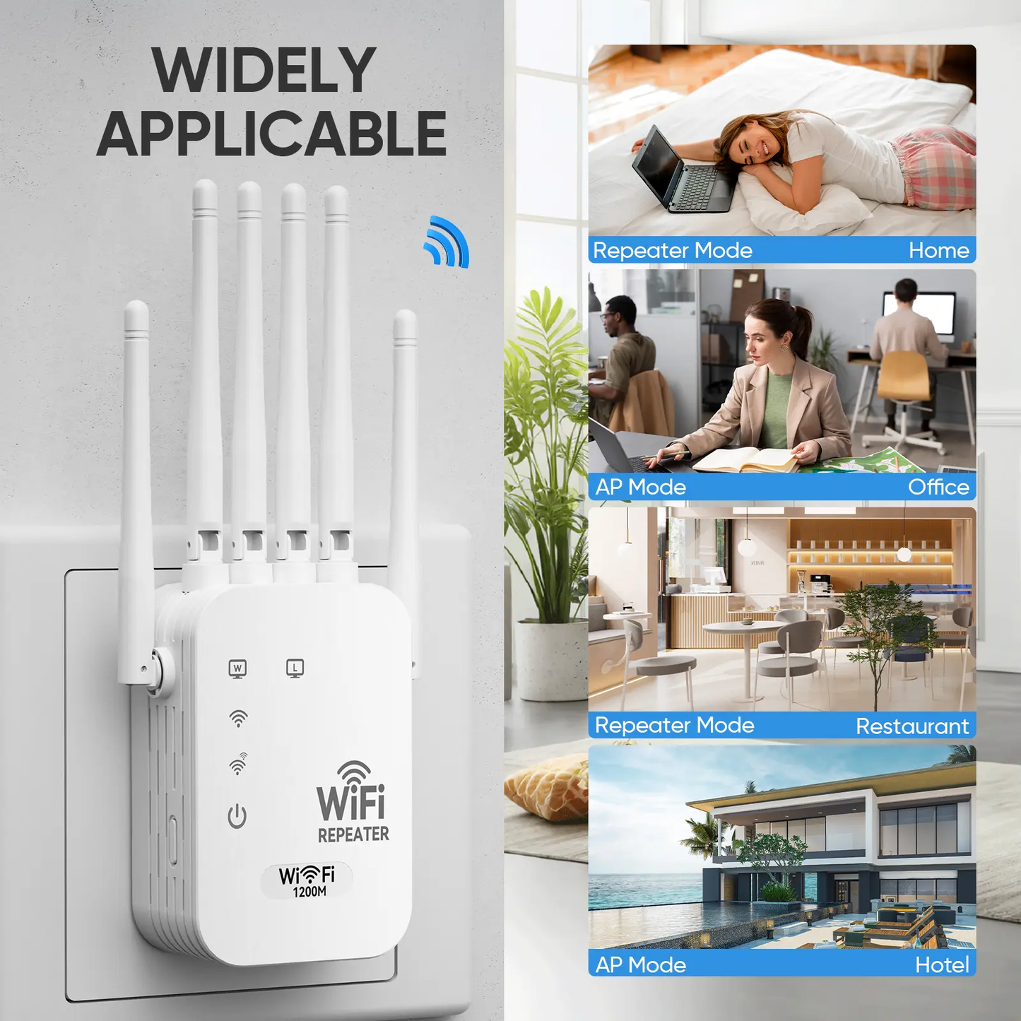 6-Antenna WiFi Signal Extender—1200Mbps Dual-Band Signal Booster