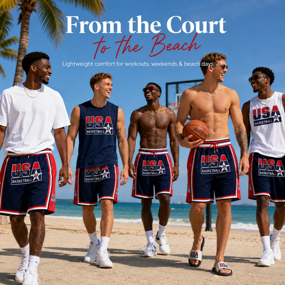 The Classic '92 Dream Edition USA Shorts – High-Quality Embroidered Retro Hardwood Basketball Shorts