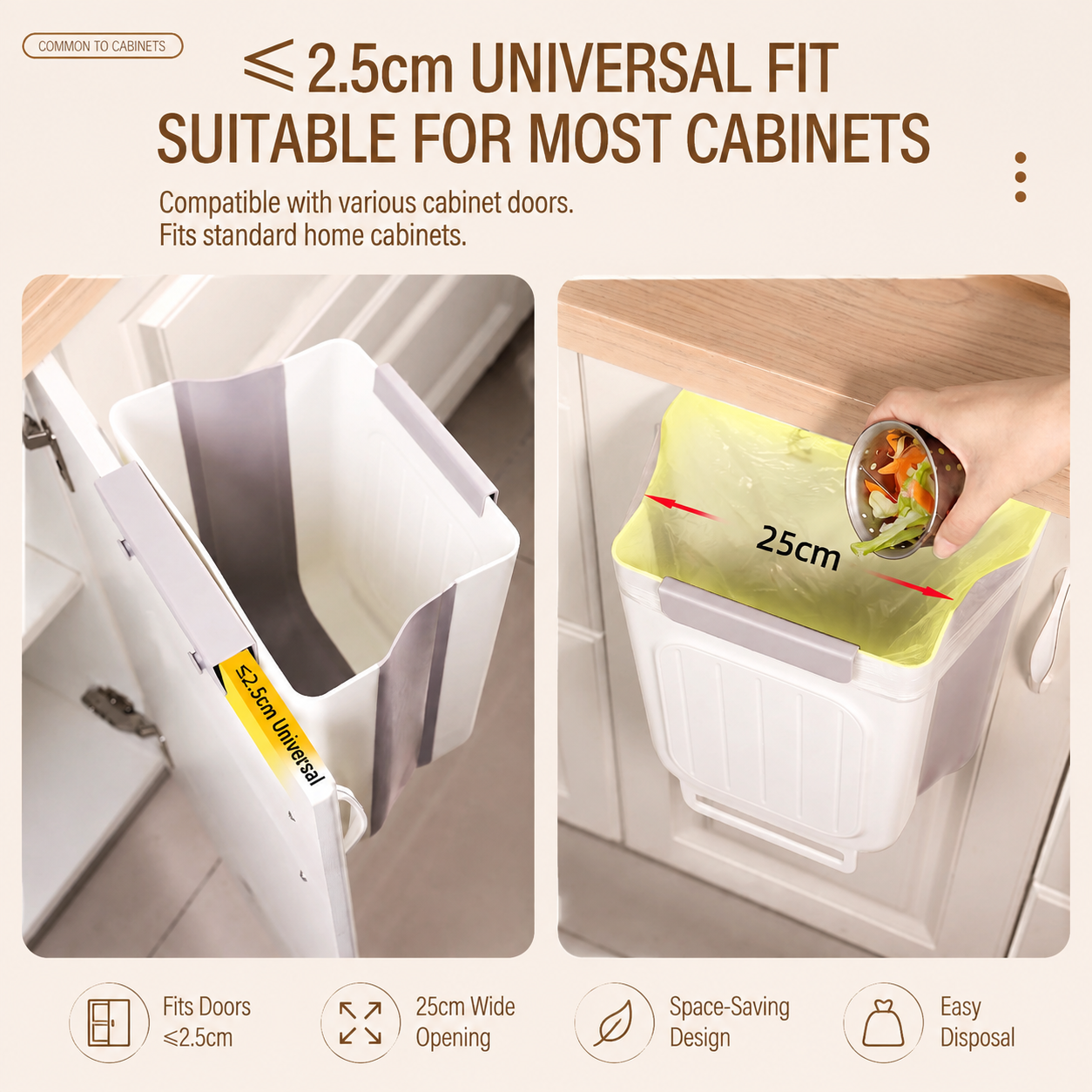 Foldable Hanging Trash Can 1.6 Gallon | Space-Saving Bin for Kitchen, RV, Car & Camping