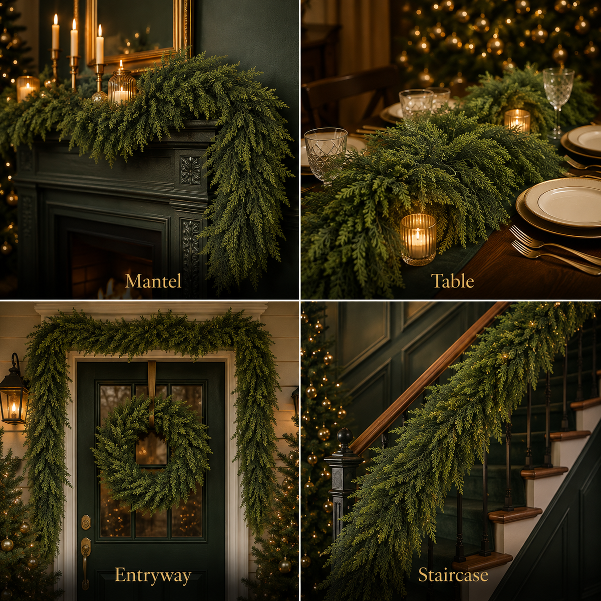 6FT Lush Artificial Cedar Garland – 120-Tip Christmas Greenery Decor